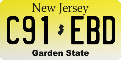 NJ license plate C91EBD