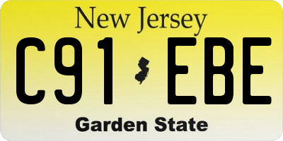 NJ license plate C91EBE