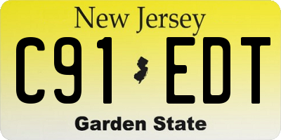 NJ license plate C91EDT