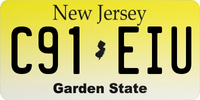 NJ license plate C91EIU