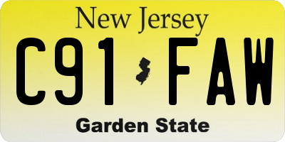 NJ license plate C91FAW