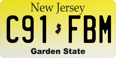 NJ license plate C91FBM