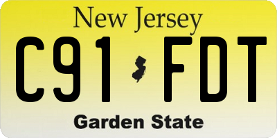 NJ license plate C91FDT