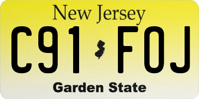 NJ license plate C91FOJ