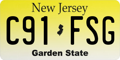 NJ license plate C91FSG