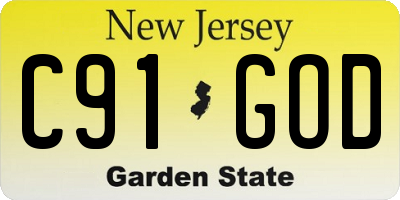 NJ license plate C91GOD