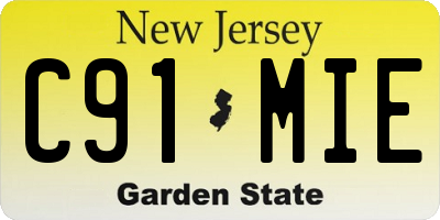 NJ license plate C91MIE