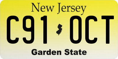 NJ license plate C91OCT