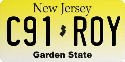 NJ license plate C91ROY