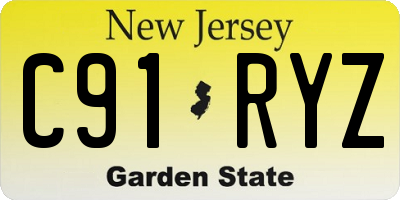 NJ license plate C91RYZ