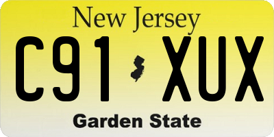 NJ license plate C91XUX