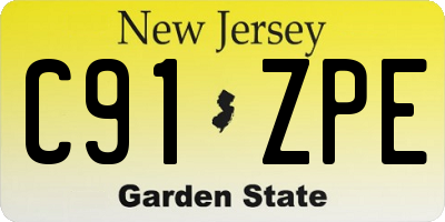 NJ license plate C91ZPE