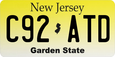 NJ license plate C92ATD