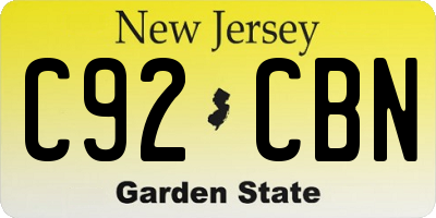 NJ license plate C92CBN