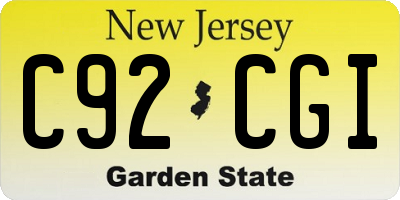 NJ license plate C92CGI