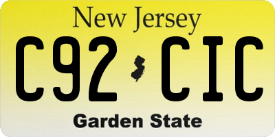 NJ license plate C92CIC