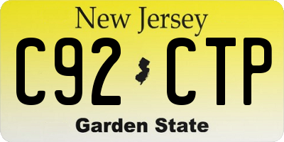 NJ license plate C92CTP
