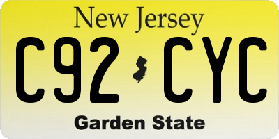 NJ license plate C92CYC