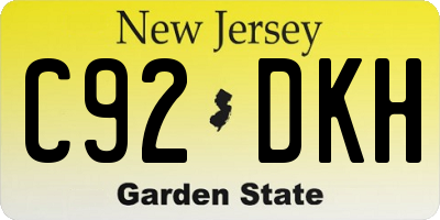 NJ license plate C92DKH