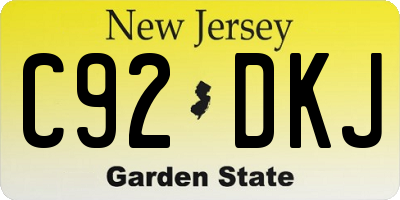 NJ license plate C92DKJ