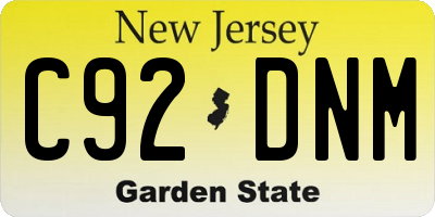 NJ license plate C92DNM
