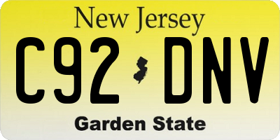 NJ license plate C92DNV