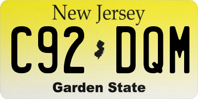 NJ license plate C92DQM