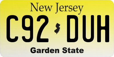 NJ license plate C92DUH