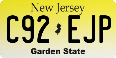 NJ license plate C92EJP