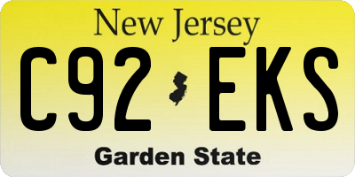 NJ license plate C92EKS