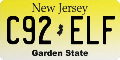NJ license plate C92ELF