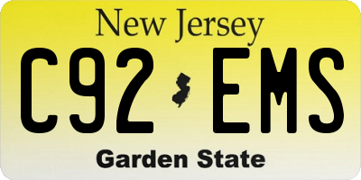 NJ license plate C92EMS