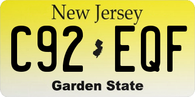 NJ license plate C92EQF