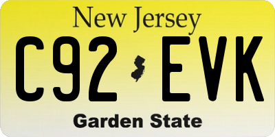 NJ license plate C92EVK