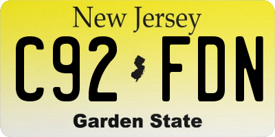 NJ license plate C92FDN