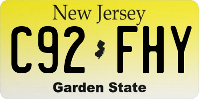 NJ license plate C92FHY