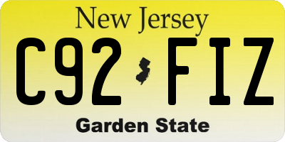 NJ license plate C92FIZ