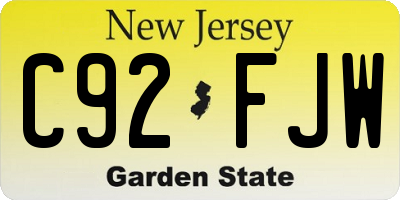 NJ license plate C92FJW
