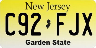 NJ license plate C92FJX