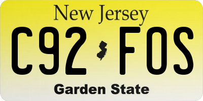 NJ license plate C92FOS