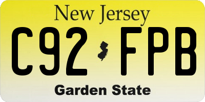 NJ license plate C92FPB