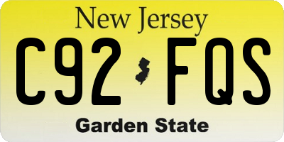 NJ license plate C92FQS