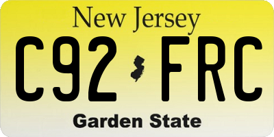 NJ license plate C92FRC