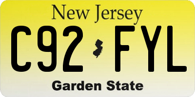 NJ license plate C92FYL