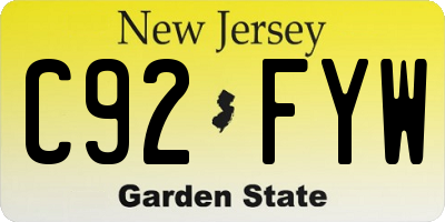 NJ license plate C92FYW