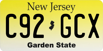 NJ license plate C92GCX