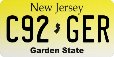 NJ license plate C92GER