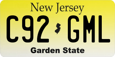 NJ license plate C92GML