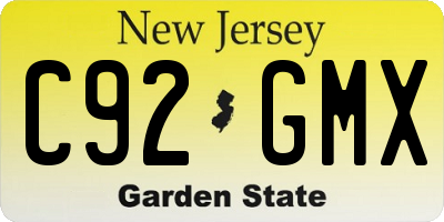 NJ license plate C92GMX