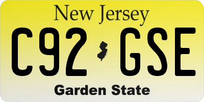 NJ license plate C92GSE